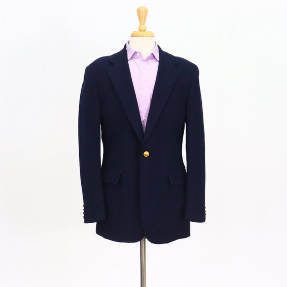 Ralph Lauren 42L Navy Blazer Sport Coat Jacket 2-Button Solid Y630